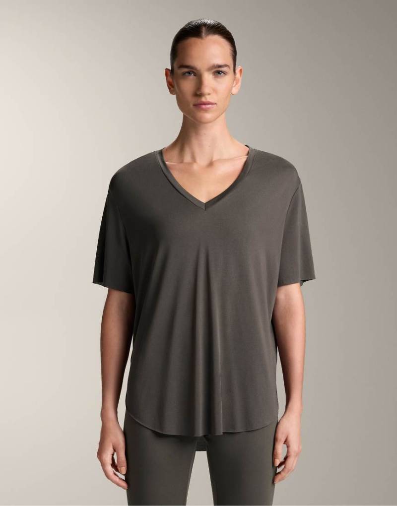 Oysho - Kurzärmliges T-Shirt in Anthrazit mit Modal-Grau von Oysho