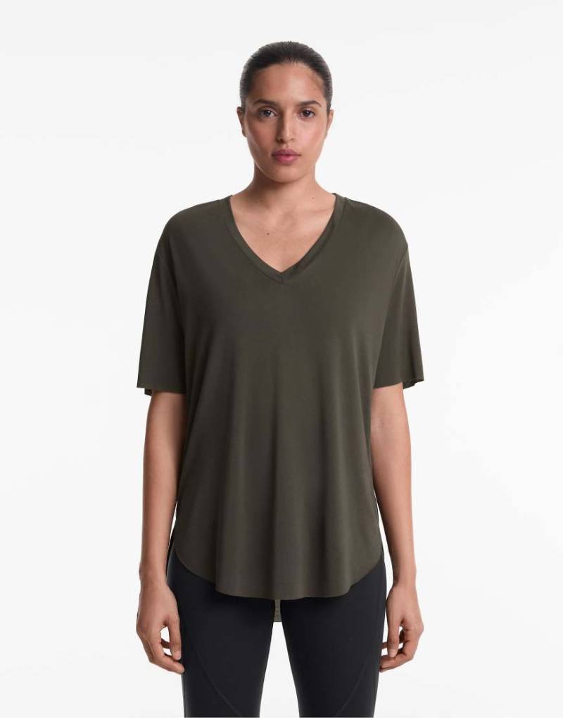 Oysho - Kurzärmliges T-Shirt in Anthrazit mit Modal-Grau von Oysho