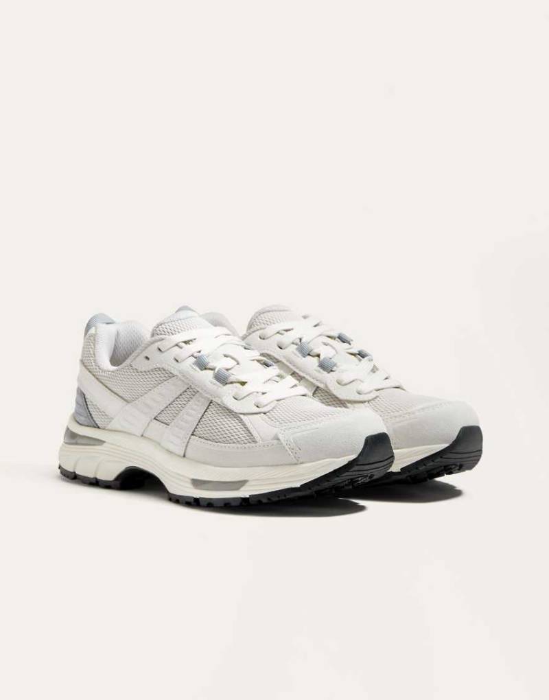 Oysho - Lauf-Sneaker aus Spaltleder in Grau-Neutral von Oysho