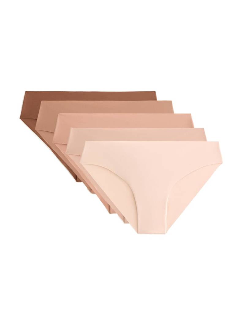 Oysho - Pantone - 5er-Pack sich nicht abzeichnende Hipster-Slips aus Polyamid-Mix in Beige-Neutral von Oysho