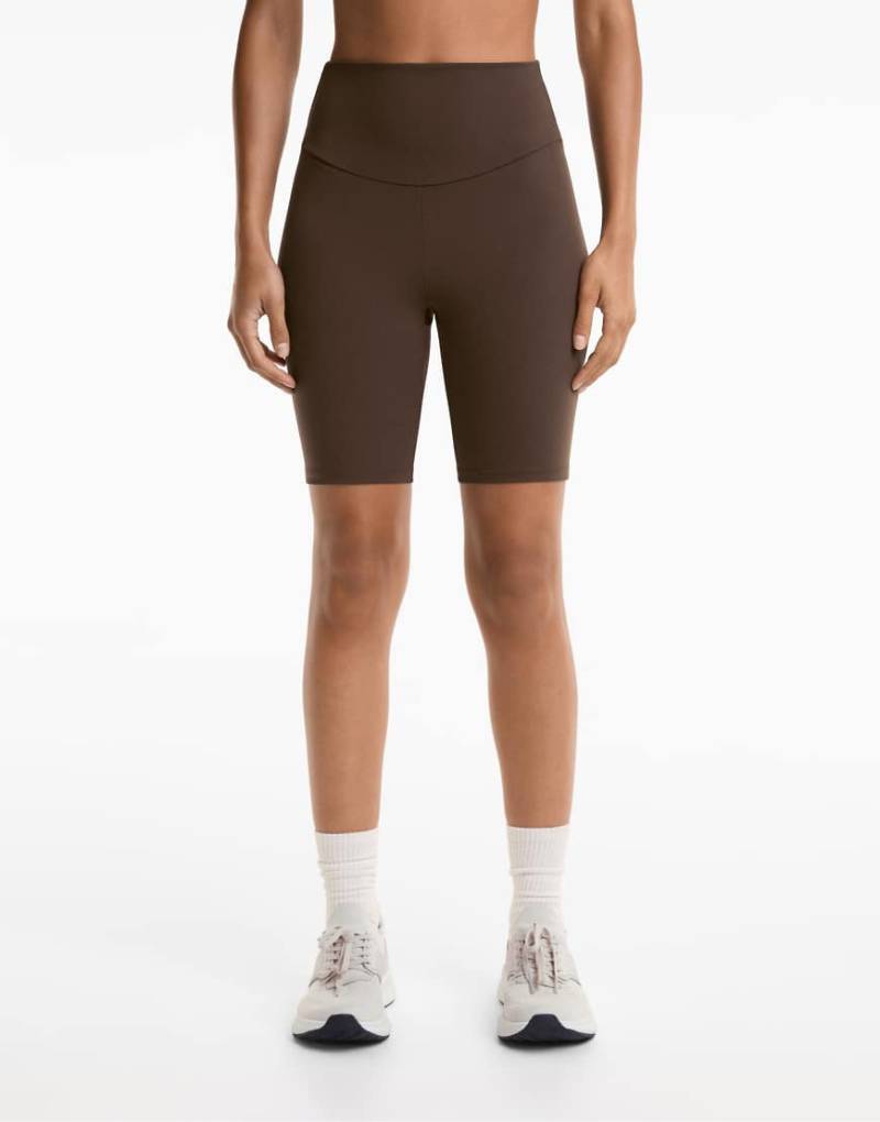 Oysho - Shorts aus Comfortlux in Hellbraun mit hohem Bund, 20 cm von Oysho