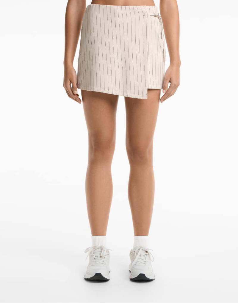 Oysho - Skort mit weichem Modal in Ecru und Bindedetail-Neutral von OYSHO