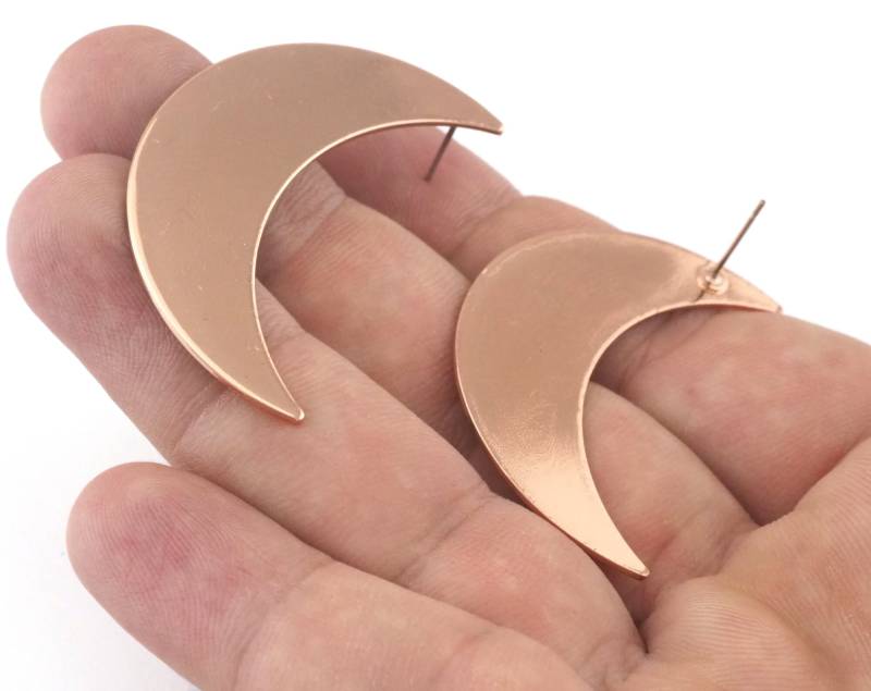 Crescent Ohrring Stud Post Rose Vergoldetes Messing 44 X 27 Mm Rohlinge 2491 von OzBrassShop