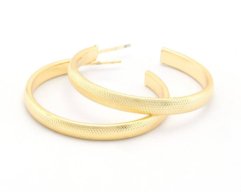Hoop Gerippte Runde Ohrringe Ohrstecker Basis Glänzend Goldfarben Lackierte Messing Ohrring-Posts, 23 Mm 4206 von OzBrassShop