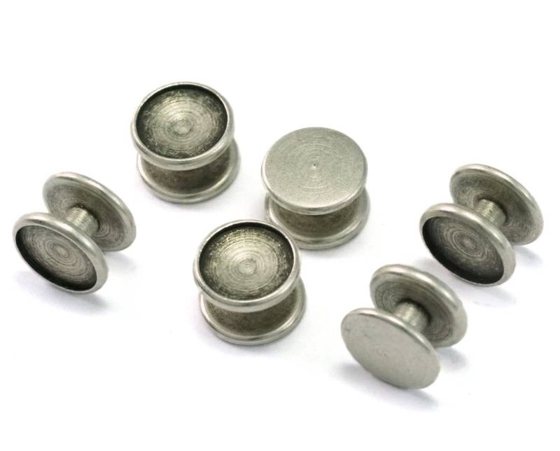 Manschettenknöpfe, Hemdkragen, 10 X 7 Mm, Messing Versilbert, Fassung 7, 8 Mm Cfl78 1393 von OzBrassShop