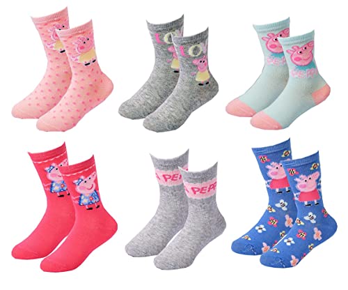 Ozabi Kinder Socken LICENCE ÜBERRASCHUNGSPAKET (as3, numeric, numeric_27, numeric_30, regular, 6er-Pack Mädchen PEPPA PIG 1087) von Ozabi