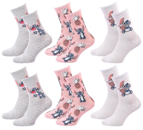 Ozabi - Mädchen Socken Lilo und Stitch Pack, Packung mit 6 Paar 0643, 36-41 von Ozabi