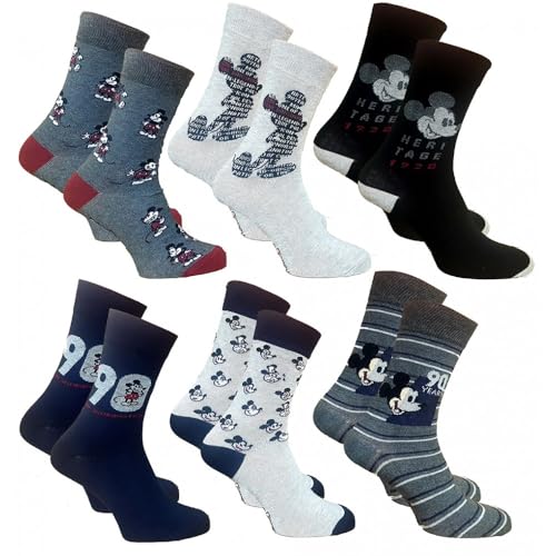 Ozabi PACK Socken für Männer Lizenz (as3, numeric, numeric_39, numeric_42, regular, regular, 6er-Pack MICKEY 4162) von Ozabi