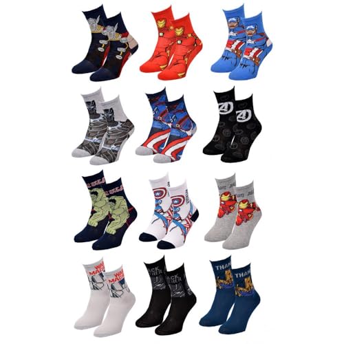 Ozabi Socken Jungen Lizenz PACK VON 12 PAAREN SURPRISE (as3, numeric, numeric_23, numeric_26, regular, 12er-Pack AVENGERS) von Ozabi
