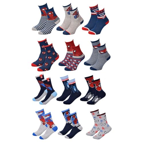 Ozabi Socken Jungen Lizenz PACK VON 12 PAAREN SURPRISE (as3, numeric, numeric_23, numeric_26, regular, 12er-Pack SPIDERMAN) von Ozabi
