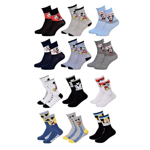 Ozabi Socken Jungen Lizenz PACK VON 12 PAAREN SURPRISE (as3, numeric, numeric_27, numeric_30, regular, 12er-Pack MICKEY) von Ozabi