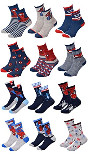 Ozabi Socken Jungen Lizenz Pack VON 12 PAAREN Surprise (as3, Numeric, Numeric_27, Numeric_30, Regular, 12er-Pack Spiderman) von Ozabi