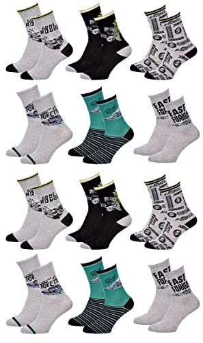 Ozabi Socken Jungen Lizenz Pack VON 12 PAAREN Surprise (as3, Numeric, Numeric_31, Numeric_34, Regular, 12er-Pack Fast and Furious) von Ozabi