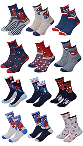 Ozabi Socken für Jungen Lizenz PACK VON 12 PAAREN SURPRISE (as3, numeric, numeric_31, numeric_34, regular, regular, 12er Pack SPIDERMAN) von Ozabi