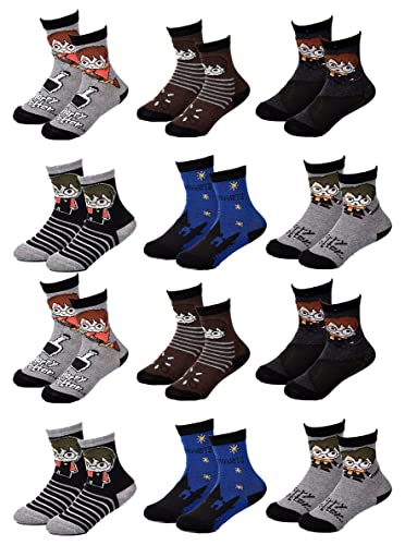 Ozabi Socken Jungen Lizenz Pack VON 12 PAAREN Surprise (as3, Numeric, Numeric_27, Numeric_30, Regular, 12er-Pack Harry Potter) von Ozabi