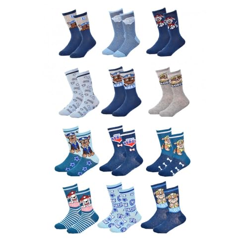 Ozabi Socken Jungen Lizenz PACK VON 12 PAAREN SURPRISE (as3, numeric, numeric_31, numeric_34, regular, 12er-Pack PAT PATROUILLE) von Ozabi