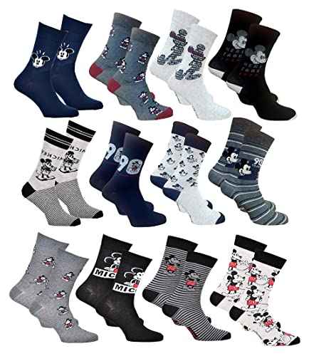 Ozabi Socken MEN Licence PACK MIT 12 PAAREN SURPRISE (as3, numeric, numeric_43, numeric_46, regular, regular, Pack 12 MICKEY) von Ozabi