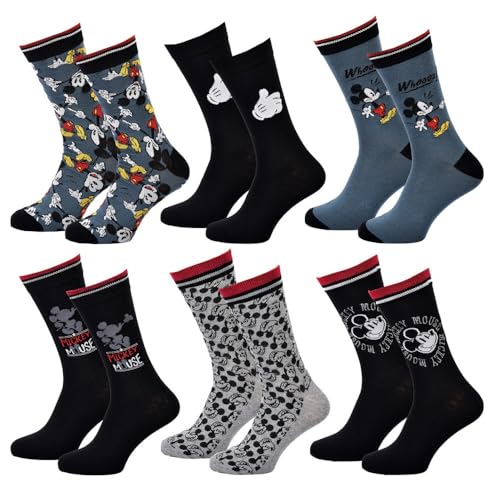 Ozabi Socken Pack Herren MICKEY MOUSE (as3, numeric, numeric_39, numeric_42, regular, regular, 6er-Packung 0352) von Ozabi