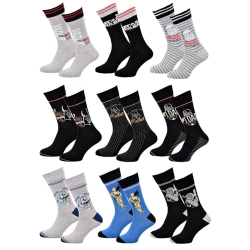 Ozabi Socken Pack MEN STAR WARS (DE/NL/SE/PL, Numerisch, 39, 42, Regular, Regular, Packung mit 9 Paaren 0340) von Ozabi