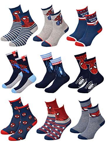 Ozabi Socken Pack Jungen SPIDERMAN (as3, numeric, numeric_23, numeric_26, regular, 9er-Pack Socken SURPRISE) von Ozabi