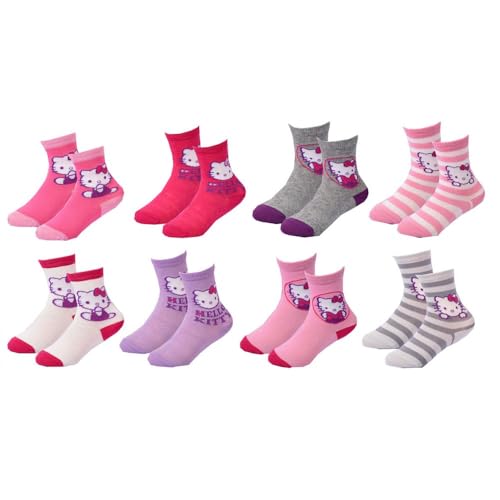 Ozabi Socken Pack Mädchen HELLO KITTY (as3, numeric, numeric_19, numeric_22, regular, 8er-Pack 7251) von Ozabi