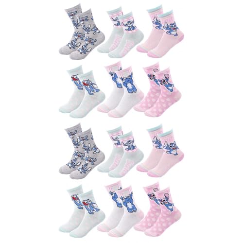 Ozabi Socken für Mädchen Lizenz PACK VON 12 PAAR SURPRISE (as3, numeric, numeric_27, numeric_30, regular, 12er-Pack LILO ET STITCH) von Ozabi