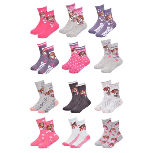 Ozabi Socken für Mädchen Lizenz PACK VON 12 PAAREN SURPRISE (as3, numeric, numeric_23, numeric_26, regular, 12er-Pack PAT PATROUILLE) von Ozabi