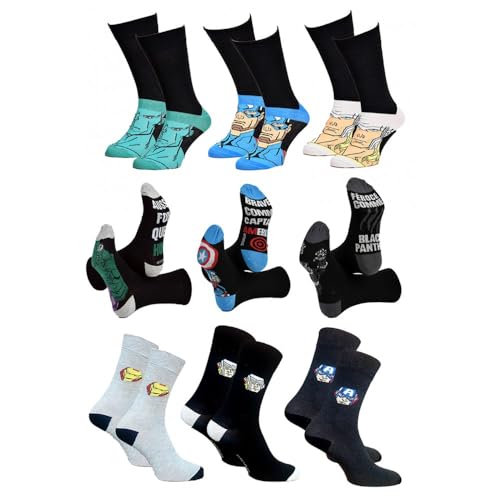 Ozabi Socken für Männer Lizenz PACK AVENGERS (as3, numeric, numeric_39, numeric_42, regular, regular, 9er-Pack Socken SURPRISE) von Ozabi