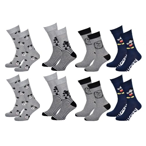 Ozabi Socken für Männer Lizenz PACK MICKEY MOUSE (as3, numeric, numeric_39, numeric_42, regular, regular, 8er-Pack 0887) von Ozabi