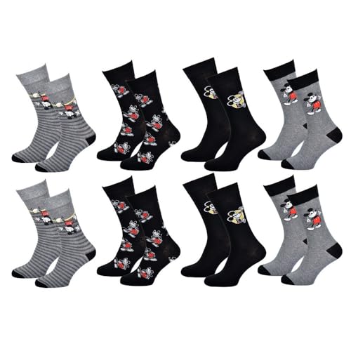 Ozabi Socken für Männer Lizenz PACK MICKEY MOUSE (as3, numeric, numeric_39, numeric_42, regular, regular, 8er-Pack 0987) von Ozabi