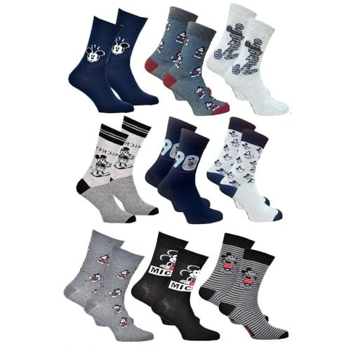 Ozabi Socken für Männer Lizenz PACK MICKEY MOUSE (as3, numeric, numeric_39, numeric_42, regular, regular, 9er-Pack Socken SURPRISE) von Ozabi