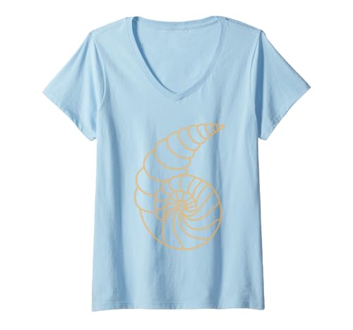 Damen Ozean-Humor Einfache minimalistische Muscheln Muschel T-Shirt mit V-Ausschnitt Damen Ozean-Humor Einfache minimalistische Muscheln Muschel T-Shirt mit V-Ausschnitt von Ozean-Muscheln, süßes , lustige Muschel