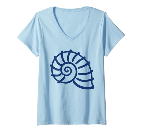 Damen Ozean-Humor Einfache minimalistische Muscheln Muschel T-Shirt mit V-Ausschnitt Damen Ozean-Humor Einfache minimalistische Muscheln Muschel T-Shirt mit V-Ausschnitt von Ozean-Muscheln, süßes , lustige Muschel