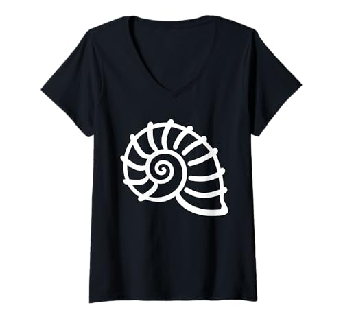 Damen Ozean-Humor Einfache minimalistische Muscheln Muschel T-Shirt mit V-Ausschnitt Damen Ozean-Humor Einfache minimalistische Muscheln Muschel T-Shirt mit V-Ausschnitt von Ozean-Muscheln, süßes , lustige Muschel