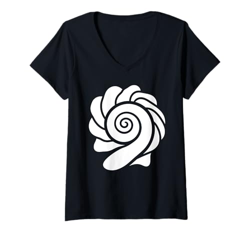 Damen Ozean-Humor Einfache minimalistische Muscheln Muschel T-Shirt mit V-Ausschnitt von Ozean-Muscheln, süßes , lustige Muschel