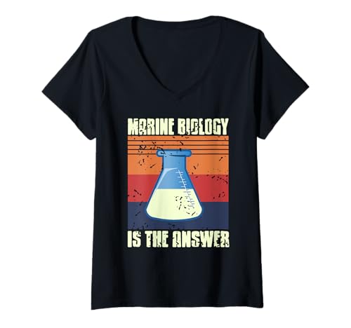 Damen Meeresbiologie ist die Antwort Retro Stil T-Shirt mit V-Ausschnitt Damen Meeresbiologie ist die Antwort Retro Stil T-Shirt mit V-Ausschnitt von Ozean Wissenschaft Forschung Nerd Spaß