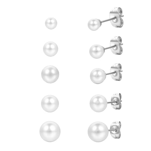 Ozmw Perlen ohrstecker Klassische Perlen Ohrstecker für Damen und Mädchen - Schlicht und elegant von Ozmw