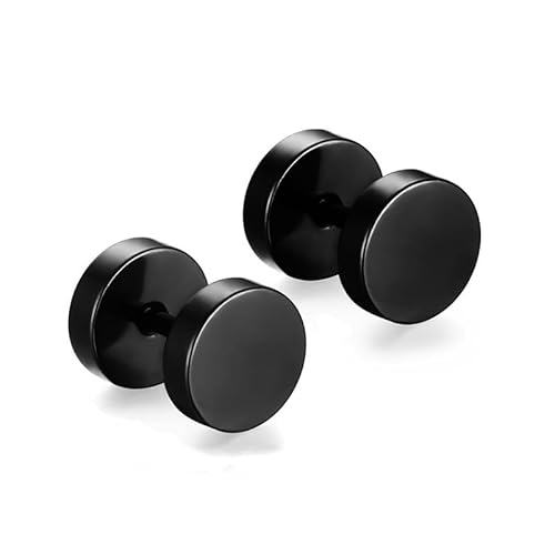 Ozmw 1 Paar Ohrstecker Schwarz Fake Plugs Ohrringe 8mm, Edelstahl Ohrstecker Schwarz Poliert Taper Plugs Tunnel Doppelseite von Ozmw