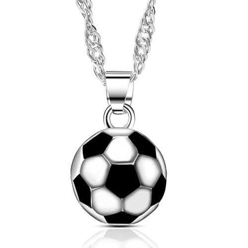 Ozmw Fußball Halskette, Edelstahl Fußball Charm Halskette, Kinder Unisex Schmuck mit Kette Fußball Anhänger Halskette von Ozmw