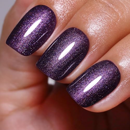 Ozzeal UV Nagellack Glitzer, Dunkel Lila Perle Glitzer UV Gel Nagellack Glitzernder Herbst Winter Schimmer Gel Nail Polish Soak Off Led Maniküre 15ML von Ozzeal