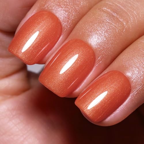 Ozzeal UV Nagellack Glitzer, Orange Perle Glitzer UV Gel Nagellack Glitzernder Herbst Winter Schimmer Gel Nail Polish Soak Off Led Maniküre 15ML von Ozzeal