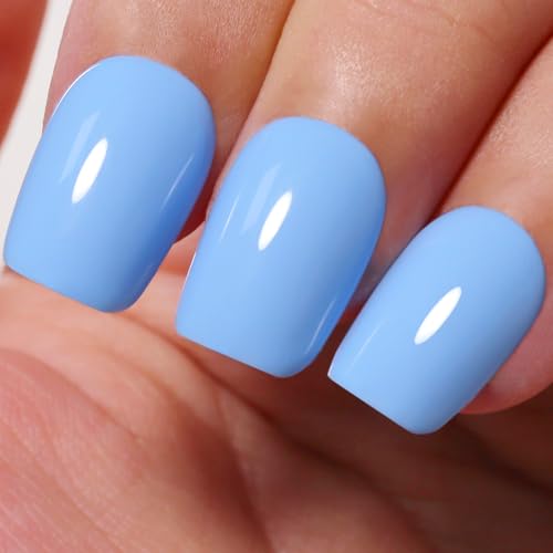 Ozzeal Blau UV Nagellack, 15ML Hell Blau UV Gel Nagellack Soak Off Led Frühling Sommer Gel Nail Polish Starter Maniküre Salon DIY Gel Nagellack Für Mädchen von Ozzeal