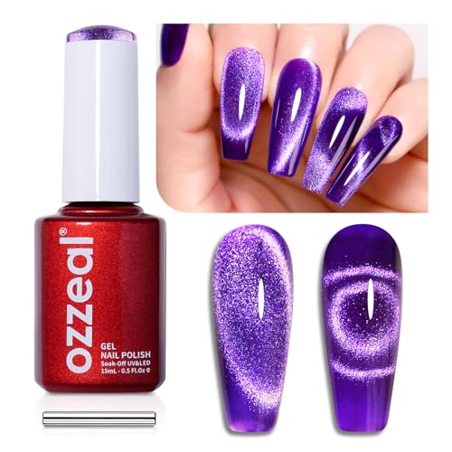 Ozzeal Cat Eye UV Gel Nagellack, 15ML Dunkles Lila Magnetischer Katzenauge UV Nagellack Frühling Sommer Glitter Gel Nagellack Holographisch Shimmer Gel Nail Polish Soak Off UV Led Ozzeal Cat Eye UV Gel Nagellack, 15ML Dunkles Lila Magnetischer Katzenauge UV Nagellack Frühling Sommer Glitter Gel Nagellack Holographisch Shimmer Gel Nail Polish Soak Off UV Led von Ozzeal