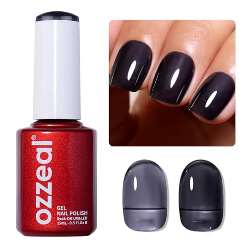 Ozzeal Schwarz Gelee UV Nagellack - Transparent Frühling Sommer Dunkel Blau Jelly Gel Nail Polish Soak Off UV LED Nagellack für Nail Art DIY Maniküre 15ML von Ozzeal