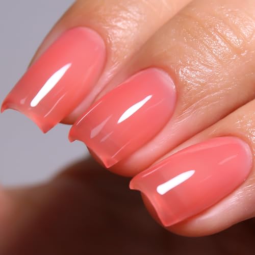 Ozzeal Jelly UV Nagellack, Erdbeere Rot Gelee UV Gel Nagellack Transparent Frühling Sommer Jelly Gel Nail Polish Soak Off UV LED für Art DIY Maniküre 15ML von Ozzeal