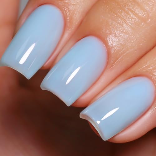 Ozzeal Jelly UV Nagellack, Helles Blau Gelee UV Gel Nagellack Transparent Frühling Sommer Jelly Gel Nail Polish Soak Off UV LED für Nail Art DIY Maniküre 15ML von Ozzeal