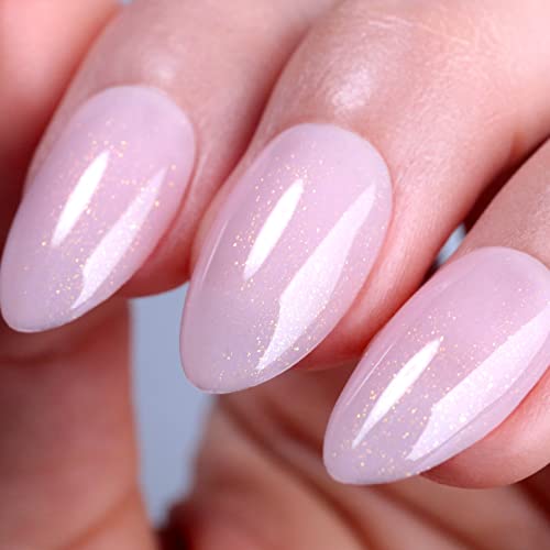 Ozzeal Jelly UV Nagellack, Licht Rosa Gold Glitzer Gelee UV Gel Nagellack Transparent Neutral Nackt Frühling Sommer Jelly Gel Nail Polish Soak Off UV LED Gel Nagellack für Nail 15ML von Ozzeal