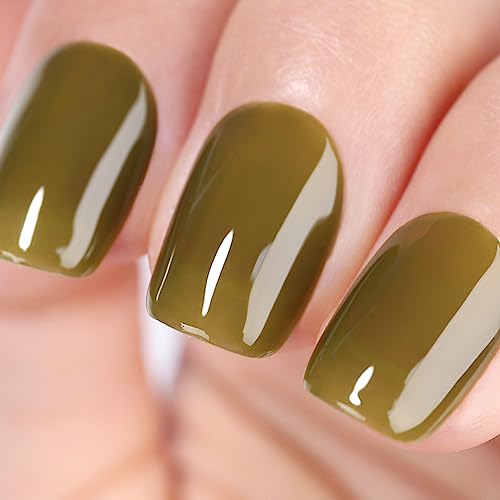 Ozzeal Jelly UV Gel Nagellack, Oliv Grün Gelee Transparent Neutral Nackt Frühling Sommer Nail Polish Soak Off LED für Maniküre 15ML von Ozzeal