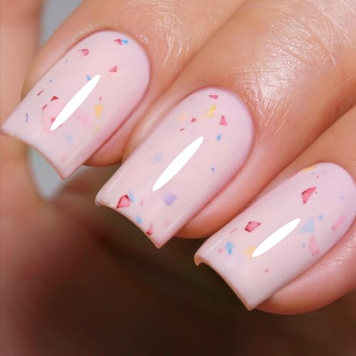 Ozzeal Pastel Gel Polish,15ML Light Pink Flake Glitter Gel Nail Polish Macaron Spring Summer LED UV Speckled Sparkle Art Starter Manicure Salon DIY Nail von Ozzeal