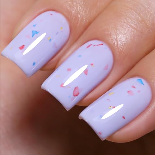 Ozzeal Pastel Gel Polish,15ML Light Purple Flake Glitter Gel Nail Polish Macaron Spring Summer LED UV Speckled Sparkle Art Starter Manicure Salon DIY Nail von Ozzeal